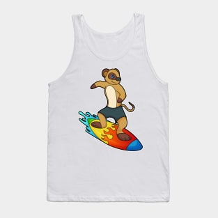 Meerkat as Surfer with Surfboard Tank Top